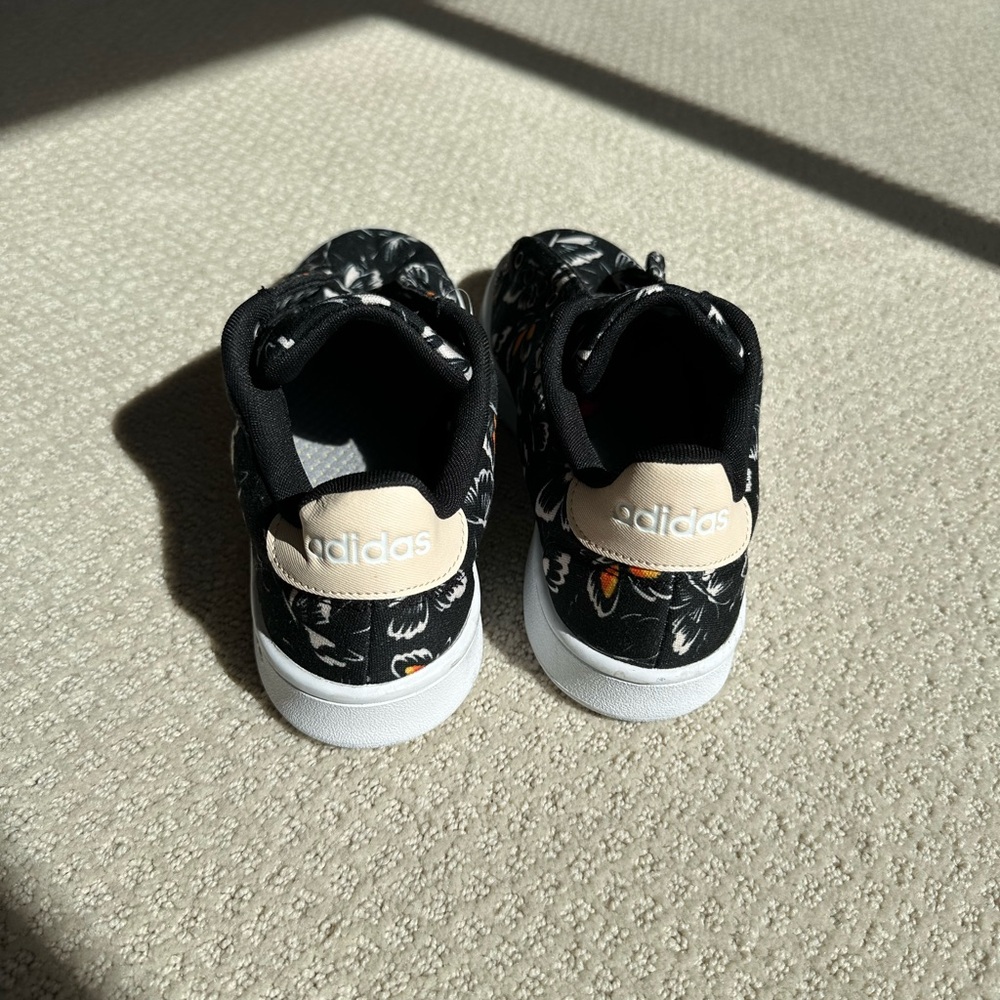 Adidas Black and Orange Butterfly Pattern Sneakers - Picture 4 of 5
